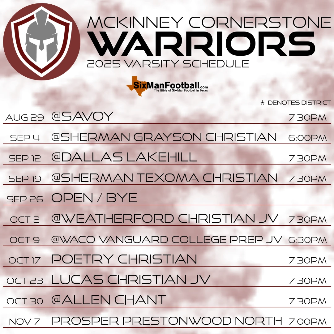 McKinney Cornerstone Warriors 2025 football schedule