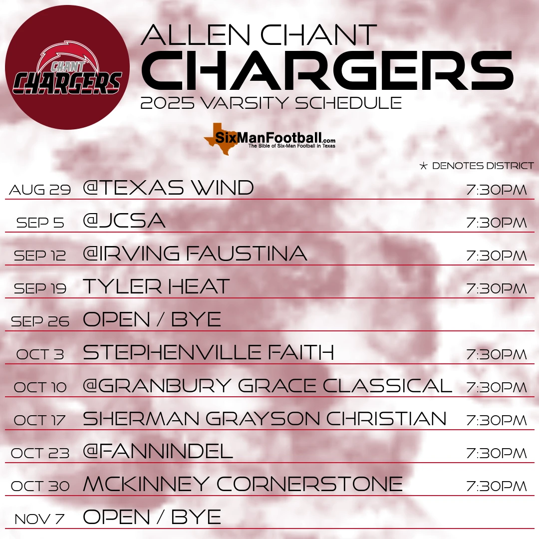 Allen CHANT Chargers 2025 football schedule