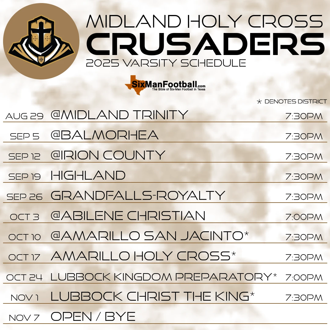 Midland Holy Cross Crusaders 2025 football schedule