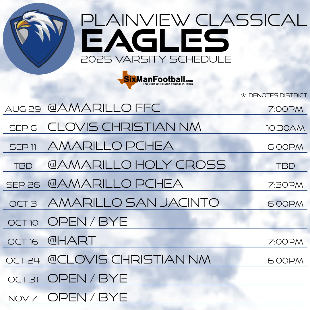 Plainview Classical Eagles 2025 football schedule
