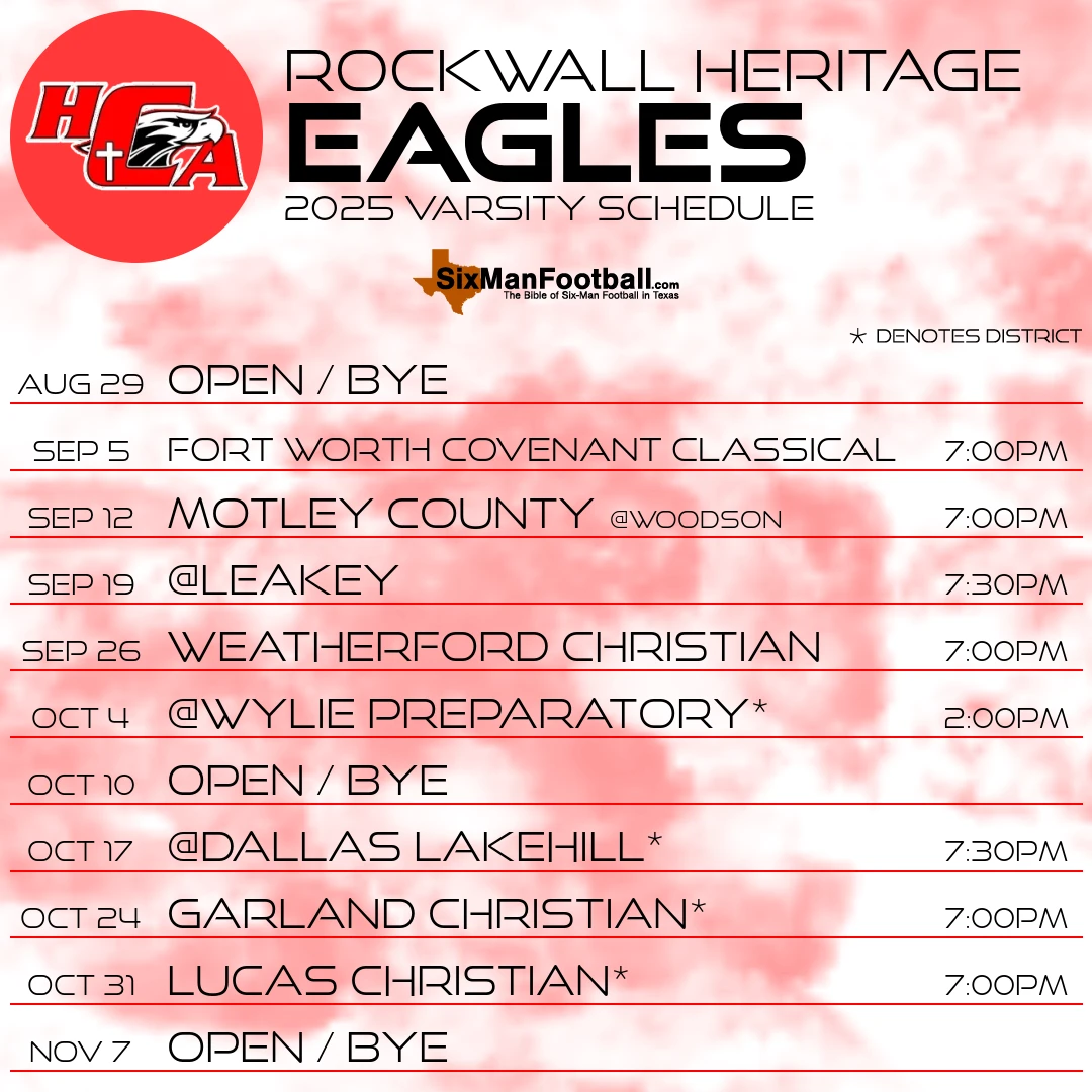 Rockwall Heritage Eagles 2025 football schedule