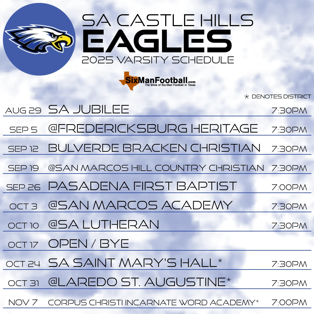 SA Castle Hills Eagles 2025 football schedule
