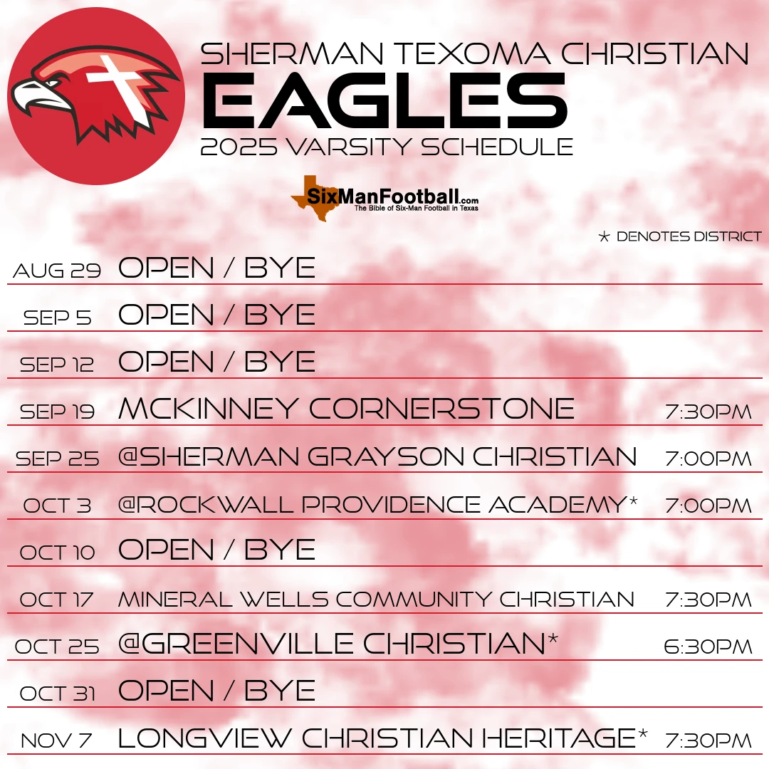 Sherman Texoma Christian Eagles 2025 football schedule