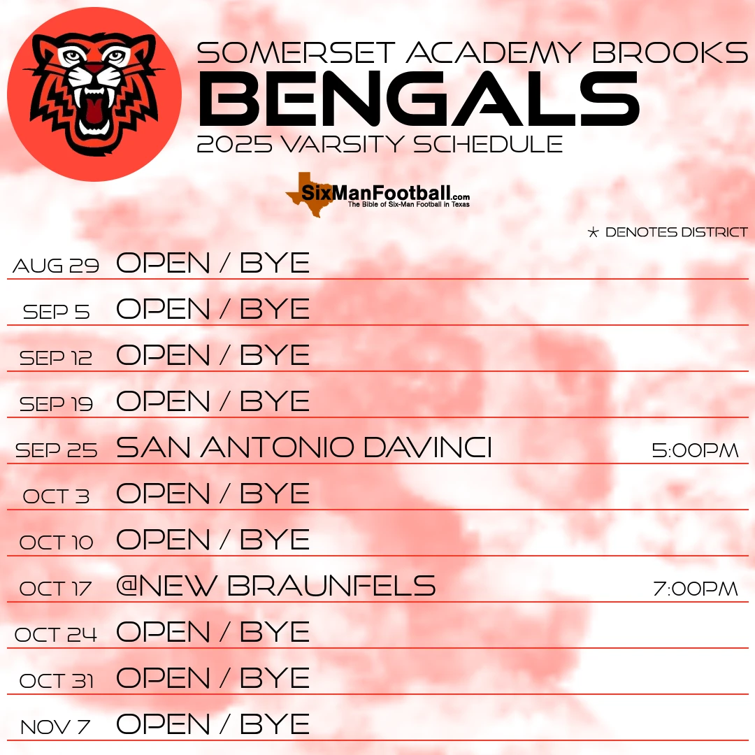Somerset Academy Brooks Bengals 2025 football schedule