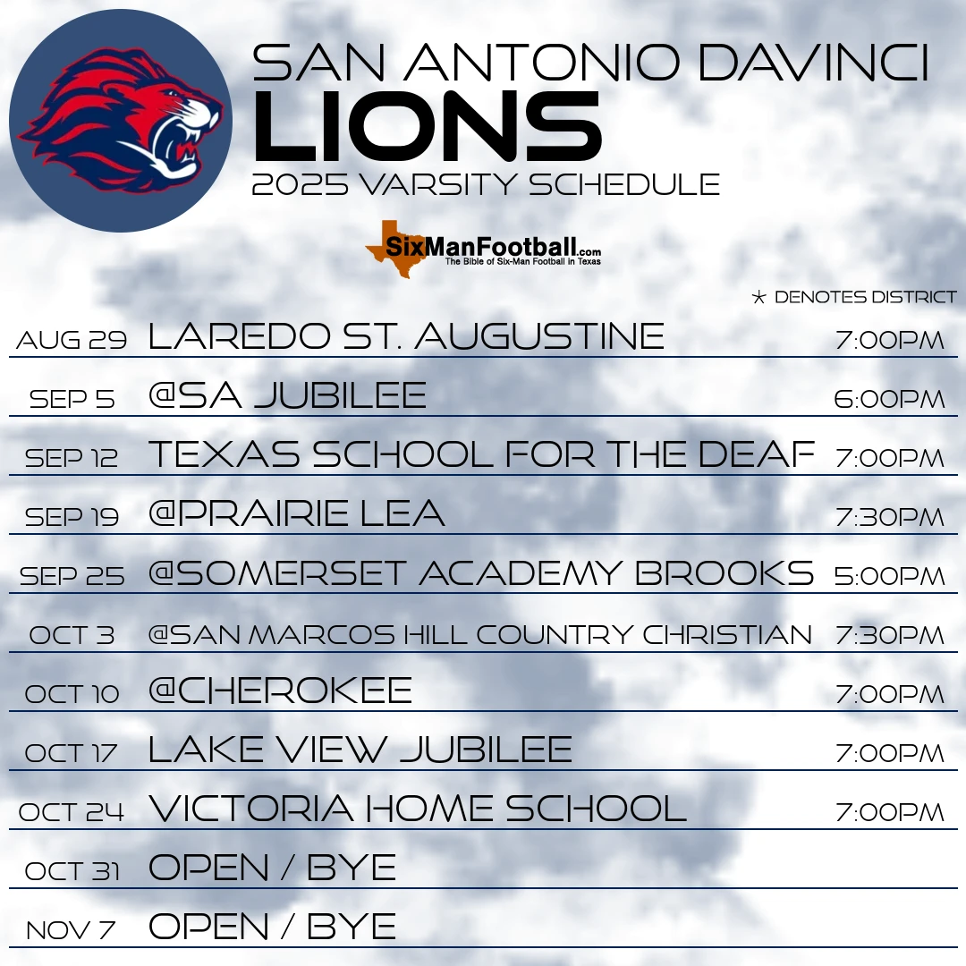 San Antonio DaVinci Lions 2025 football schedule