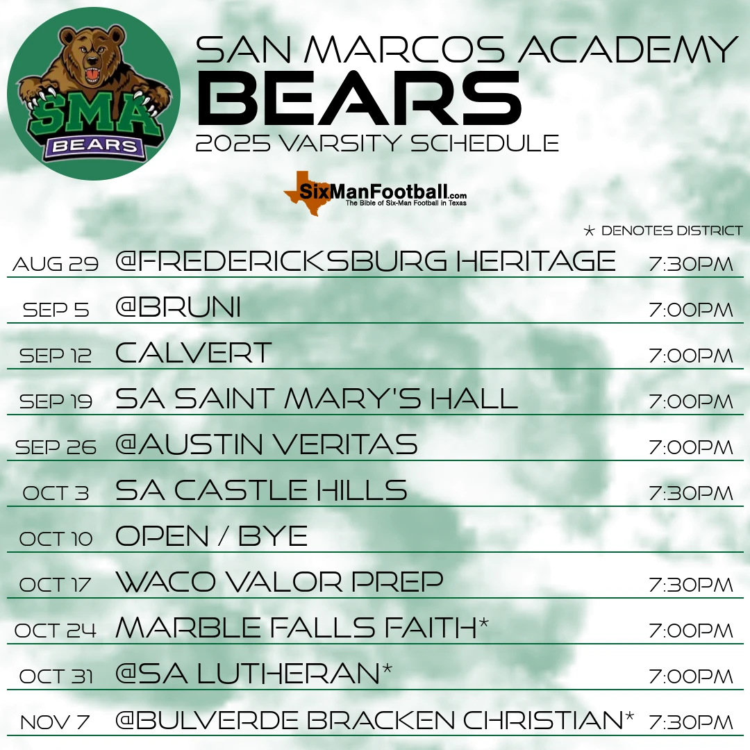 San Marcos Academy Bears 2025 football schedule