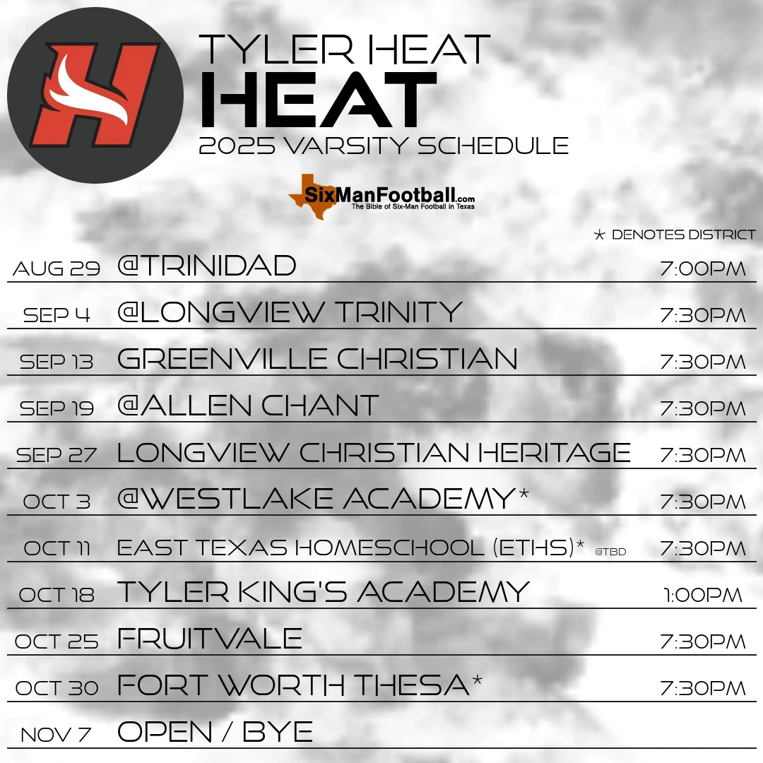 Tyler HEAT 2025 football schedule