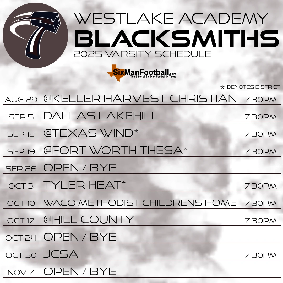 Westlake Academy Blacksmiths 2025 football schedule