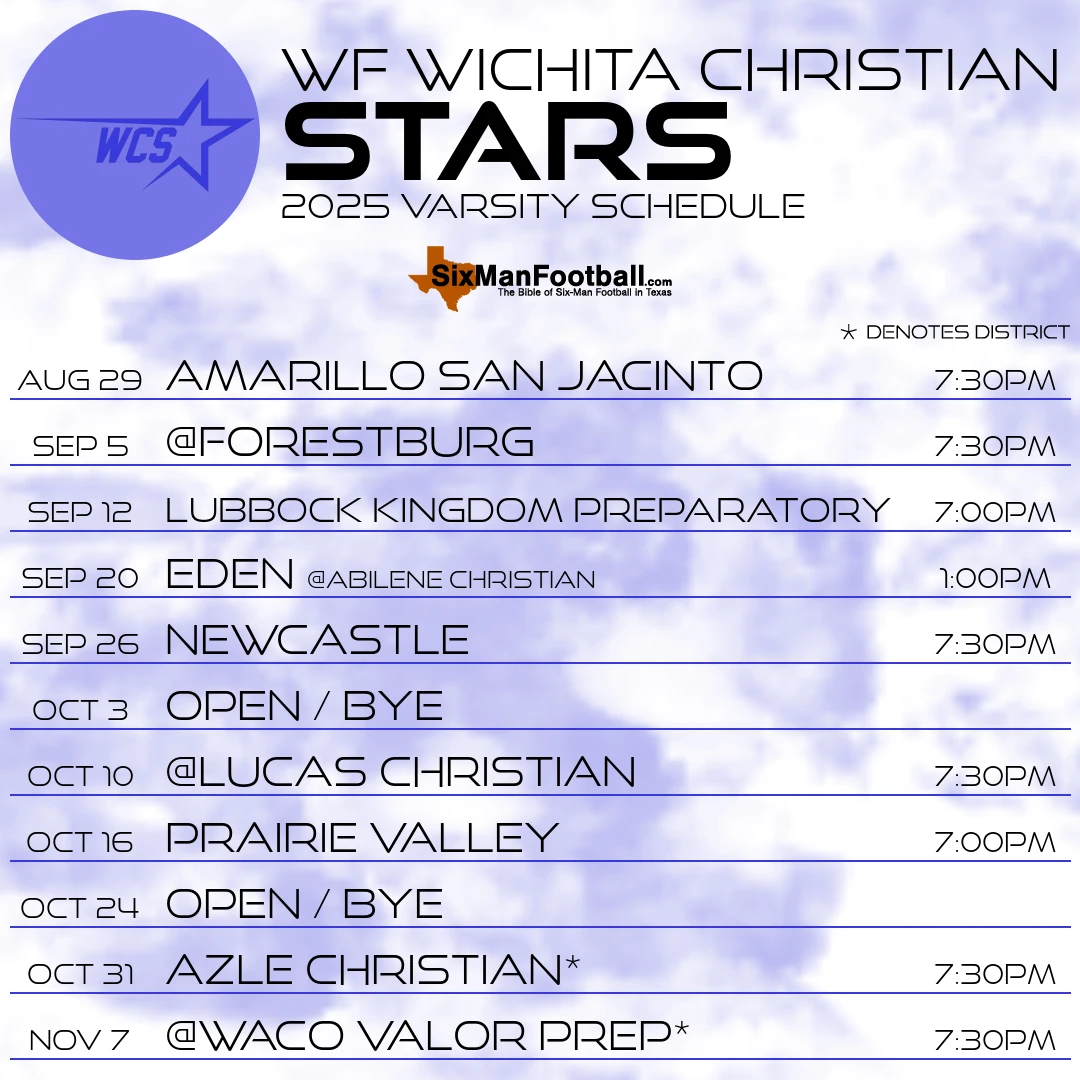 WF Wichita Christian Stars 2025 football schedule